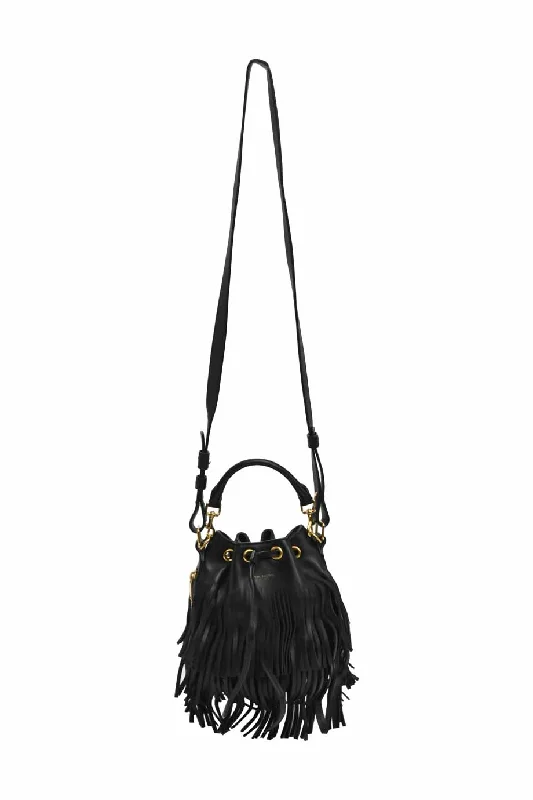 Leather Shoulder Bag with Magnetic Closure in Black for Quick Access[WB5819] Saint Laurent | Cross-Body Bag