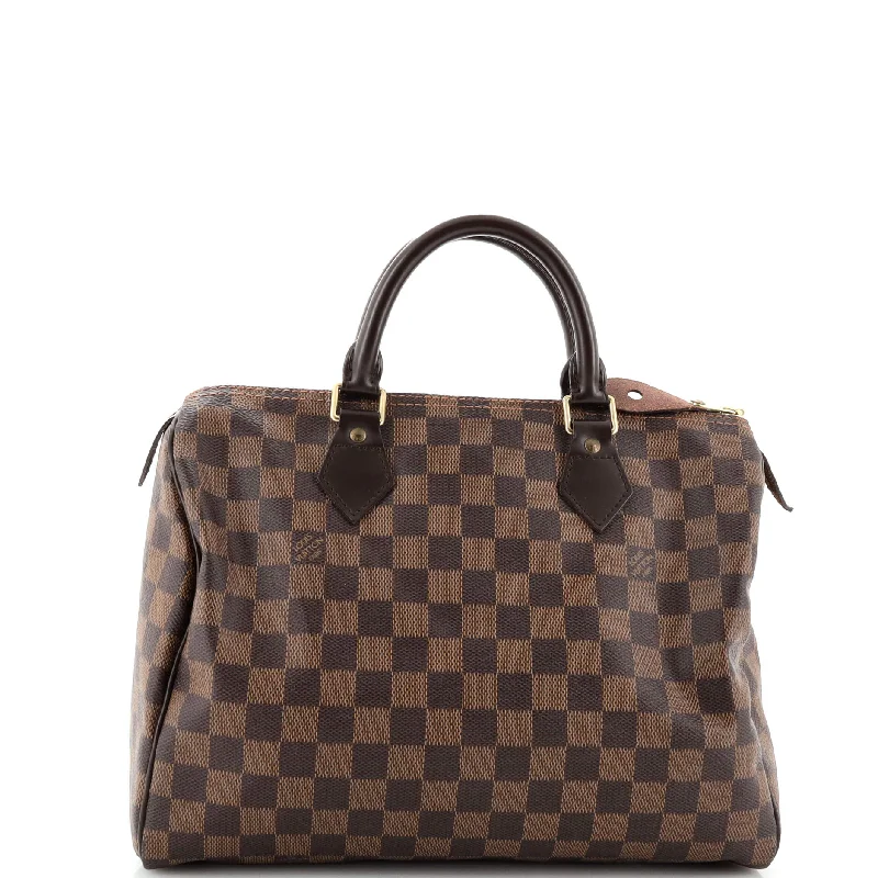 Crossbody Shoulder Bag in Black Leather with Gold Hardware for Night OutsSpeedy Handbag Damier 30 Crossbody Shoulder Bag in Black Leather with Gold Hardware for Night OutsSpeedy Handbag Damier 30
