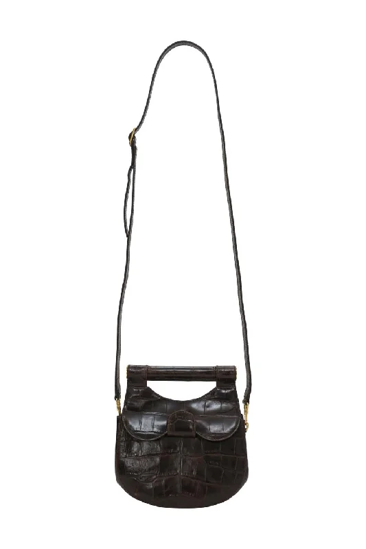 Embroidered Denim Shoulder Bag in Blue for a Vintage Vibe[WB5993] STAUD | Cross-Body Bag