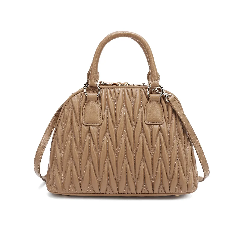 Suede Shoulder Bag in Pink with Tassel Accents for Casual OutingsTiffany & Fred Pleated Lambskin Leather Satchel/Shoulder Bag Suede Shoulder Bag in Pink with Tassel Accents for Casual OutingsTiffany & Fred Pleated Lambskin Leather Satchel/Shoulder Bag
