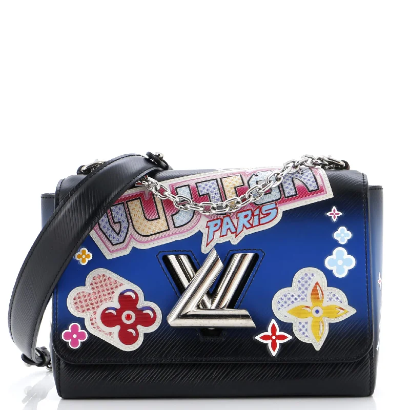 Women's Shoulder Bag with Floral Embroidery in Purple for Spring WalksTwist Handbag Limited Edition Kawaii Blossom Epi Leather MM Women's Shoulder Bag with Floral Embroidery in Purple for Spring WalksTwist Handbag Limited Edition Kawaii Blossom Epi Leather MM