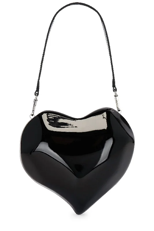 Printed Silk Shoulder Bag in Red for a Pop of ColorWomen's Molded Heart Bag In Black Printed Silk Shoulder Bag in Red for a Pop of ColorWomen's Molded Heart Bag In Black