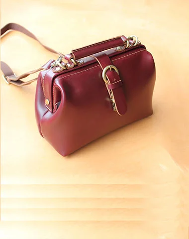 Women's Canvas Shoulder Bag in Navy with Striped Pattern for Beach TripsWomens Red Leather Doctor Handbags Shoulder Purse Vintage Red Doctor Purses for Women