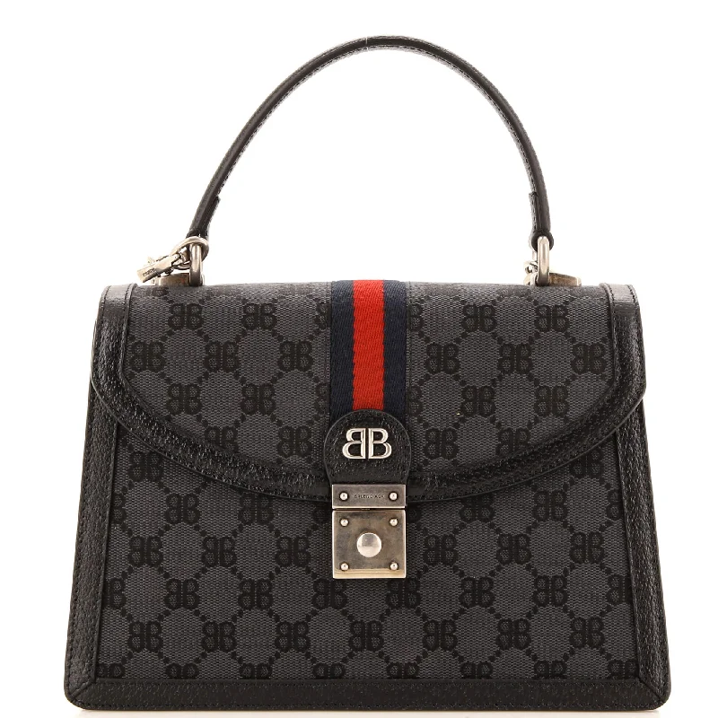 Women's Canvas Shoulder Bag in Navy with Striped Pattern for Beach Tripsx Gucci The Hacker Project Top Handle Bag BB Coated Canvas Small