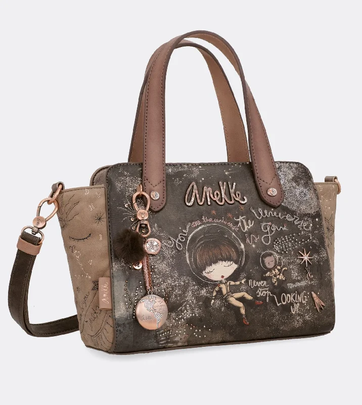 Women's Crossbody Bag with Multiple Compartments in Gray for Organized Daily UseLovely universe bowling bag Women's Crossbody Bag with Multiple Compartments in Gray for Organized Daily UseLovely universe bowling bag