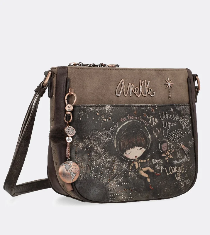 Women's Small Leather Crossbody Bag in Black with Gold Hardware for Evening PartiesPretty universe crossbody stroll bag Women's Small Leather Crossbody Bag in Black with Gold Hardware for Evening PartiesPretty universe crossbody stroll bag