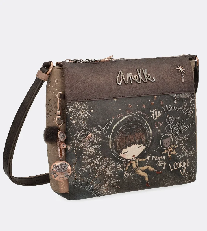 Women's Mini Crossbody Bag in Pink Velvet with Rhinestone Accents for Girls' Nights OutElegant universe crossbody bag with a printed design Women's Mini Crossbody Bag in Pink Velvet with Rhinestone Accents for Girls' Nights OutElegant universe crossbody bag with a printed design