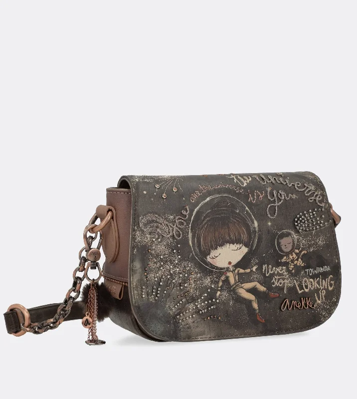 Women's Crossbody Bag with Adjustable Strap in Orange for Customizable ComfortSmart universe crossbody bag with a printed design