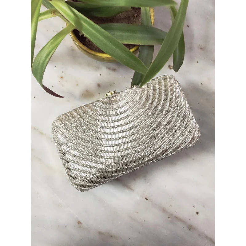 Women's Embroidered Silk Evening Bag in Navy for WeddingsA Clutch Story Silver Beaded Cleo Clutch Women's Embroidered Silk Evening Bag in Navy for WeddingsA Clutch Story Silver Beaded Cleo Clutch
