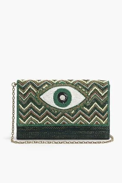 Women's Glittery Clutch in Blue for Disco - Themed EventsAB22629 Evergreen Evil Eye Beaded Clutch Women's Glittery Clutch in Blue for Disco - Themed EventsAB22629 Evergreen Evil Eye Beaded Clutch