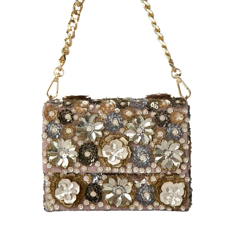 Women's Small Beaded Clutch in Silver for New Year's Eve PartyAdora By Ankita Blue Blush Pink Metallic Wildflower Clutch Bag Women's Small Beaded Clutch in Silver for New Year's Eve PartyAdora By Ankita Blue Blush Pink Metallic Wildflower Clutch Bag