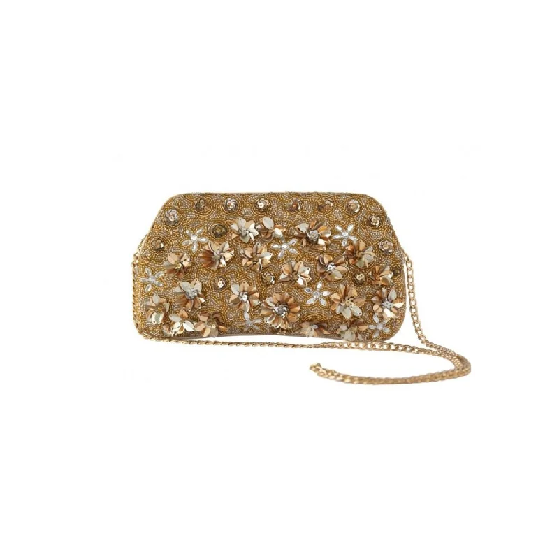 Leather Clutch with Chain Strap in Black for Cocktail PartiesAdora By Ankita Gold Flora Silver Purse Leather Clutch with Chain Strap in Black for Cocktail PartiesAdora By Ankita Gold Flora Silver Purse