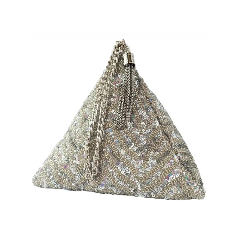 Women's Faux Fur Clutch in White for Winter BallsAdora By Ankita Silver Chevron Triangle Bag Women's Faux Fur Clutch in White for Winter BallsAdora By Ankita Silver Chevron Triangle Bag