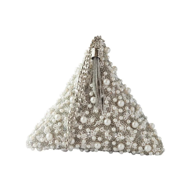 Floral - Printed Satin Clutch in Pink for Spring GalasAdora By Ankita Silver Pearl Triangle Bag Floral - Printed Satin Clutch in Pink for Spring GalasAdora By Ankita Silver Pearl Triangle Bag