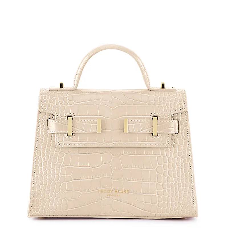 Quilted Leather Crossbody Bag in Cream for a Classic and Elegant AppearanceAva Croco 9" Quilted Leather Crossbody Bag in Cream for a Classic and Elegant AppearanceAva Croco 9"
