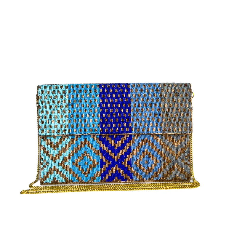 Women's Faux Fur Clutch in White for Winter BallsBeaded Clutch - Balance