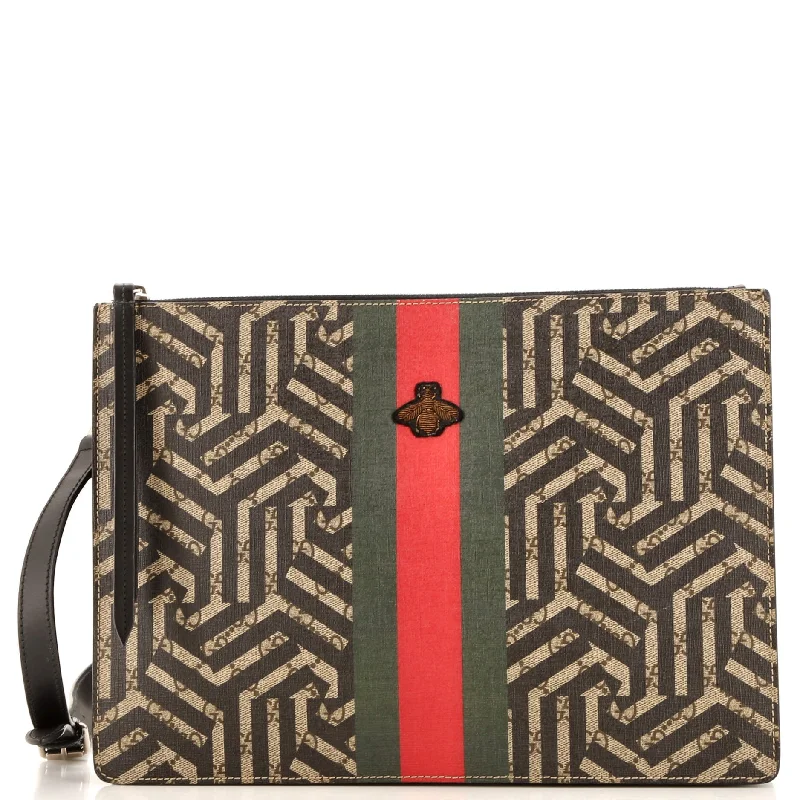 Leather - Trimmed Denim Crossbody Bag in Blue for a Vintage - Inspired LookBee Web Zip Messenger Bag Caleido GG Coated Canvas Large Leather - Trimmed Denim Crossbody Bag in Blue for a Vintage - Inspired LookBee Web Zip Messenger Bag Caleido GG Coated Canvas Large