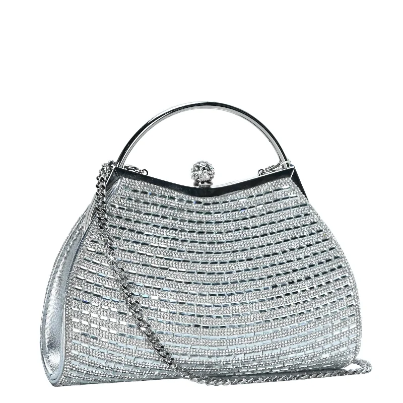 Women's Faux Fur Clutch in White for Winter BallsBGR5502 Cheryl Rhinestone Clutch With Chain Strap Women's Faux Fur Clutch in White for Winter BallsBGR5502 Cheryl Rhinestone Clutch With Chain Strap