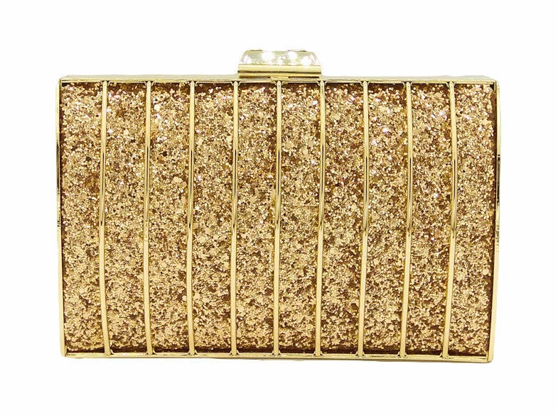Women's Metallic Leather Clutch in Rose Gold for Valentine's DateGlitter Clutch Bag