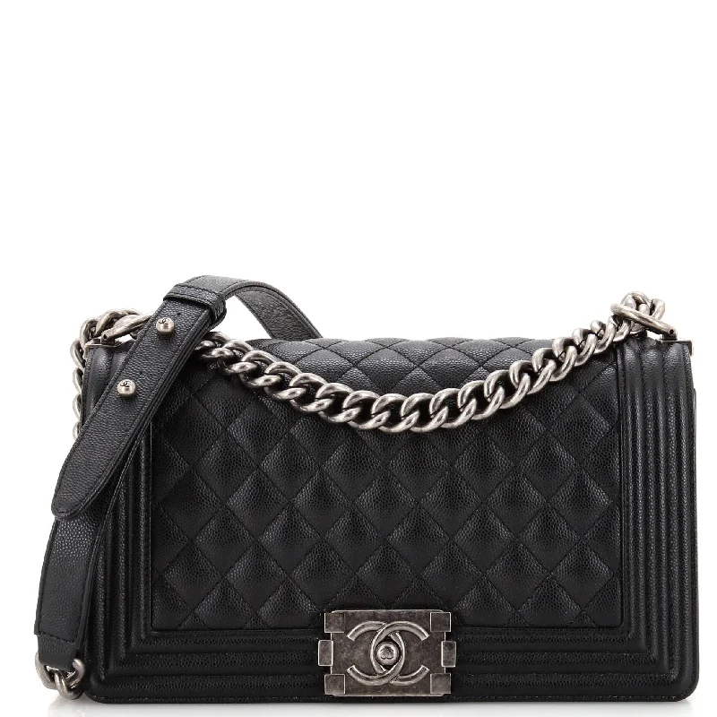 Women's Crossbody Bag with Chain Strap in Gold for a Glamorous TouchBoy Flap Bag Quilted Caviar New Medium Women's Crossbody Bag with Chain Strap in Gold for a Glamorous TouchBoy Flap Bag Quilted Caviar New Medium