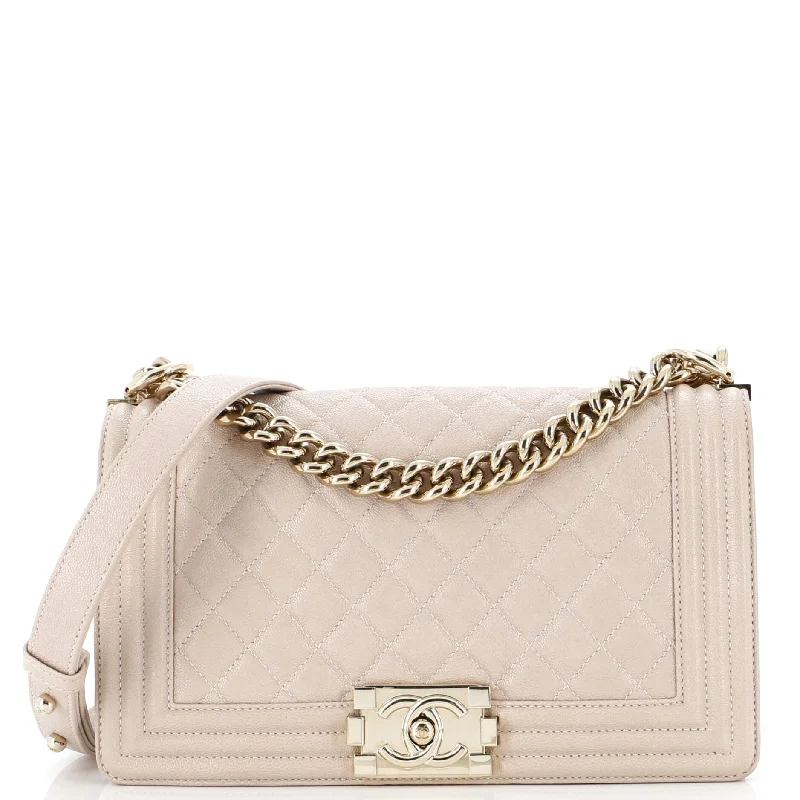 Women's Crossbody Bag with Multiple Compartments in Gray for Organized Daily UseBoy Flap Bag Quilted Caviar Old Medium