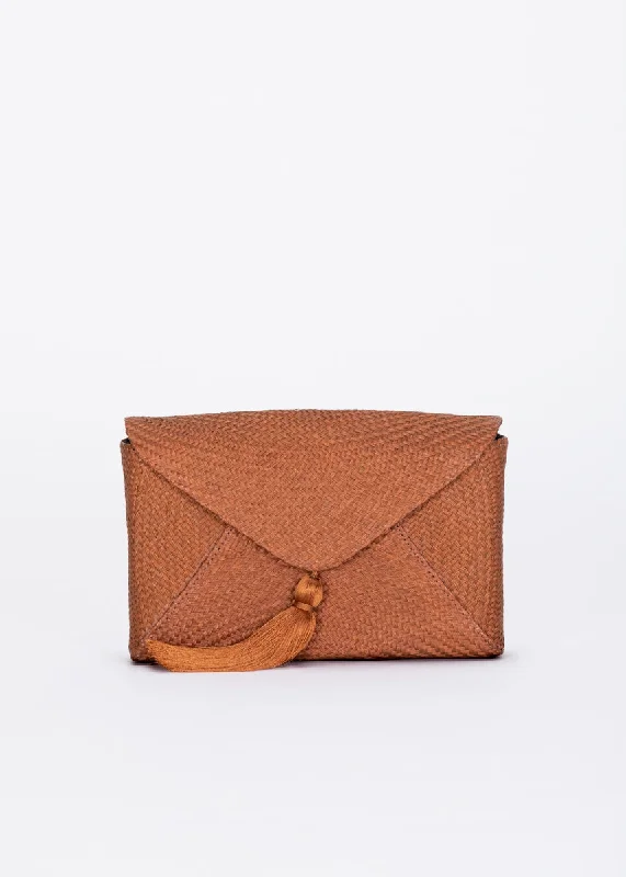 Lace - Trimmed Satin Clutch in Ivory for Garden WeddingsCassia Straw Clutch Bag