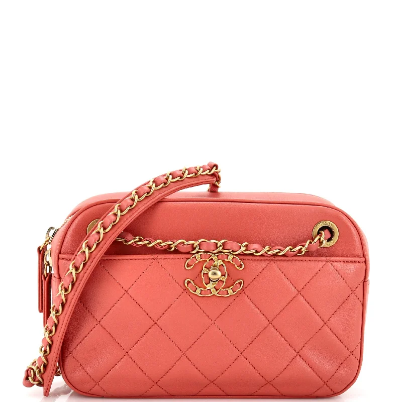 Women's Mini Crossbody Bag in Pink Velvet with Rhinestone Accents for Girls' Nights OutChain Infinity Camera Bag Quilted Lambskin Women's Mini Crossbody Bag in Pink Velvet with Rhinestone Accents for Girls' Nights OutChain Infinity Camera Bag Quilted Lambskin