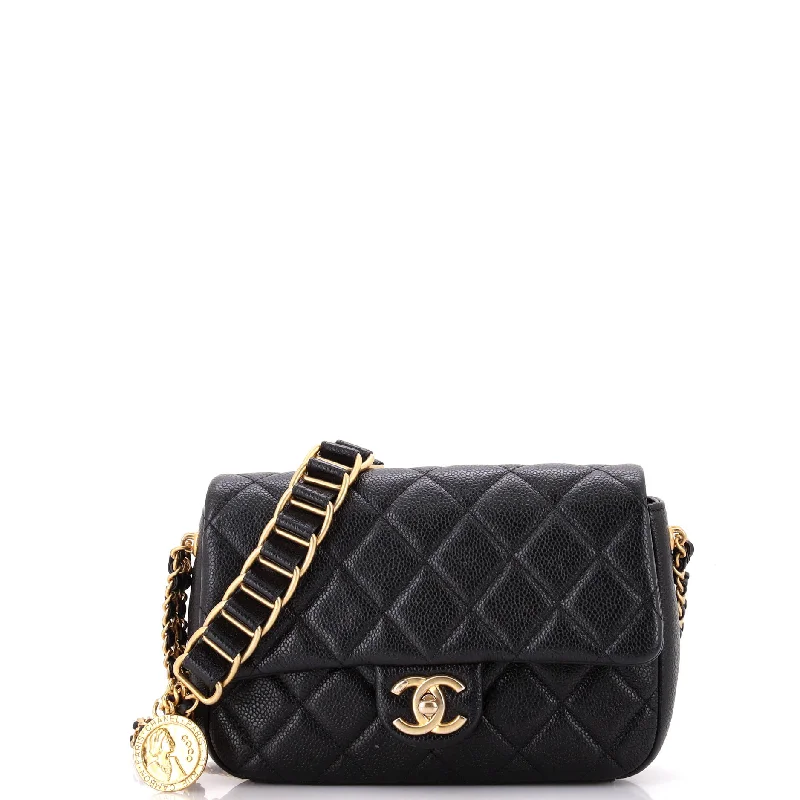Medium - sized Canvas Crossbody Bag in Beige with Floral Print for Spring OutingsChain Soul Flap Bag Quilted Caviar Small Medium - sized Canvas Crossbody Bag in Beige with Floral Print for Spring OutingsChain Soul Flap Bag Quilted Caviar Small