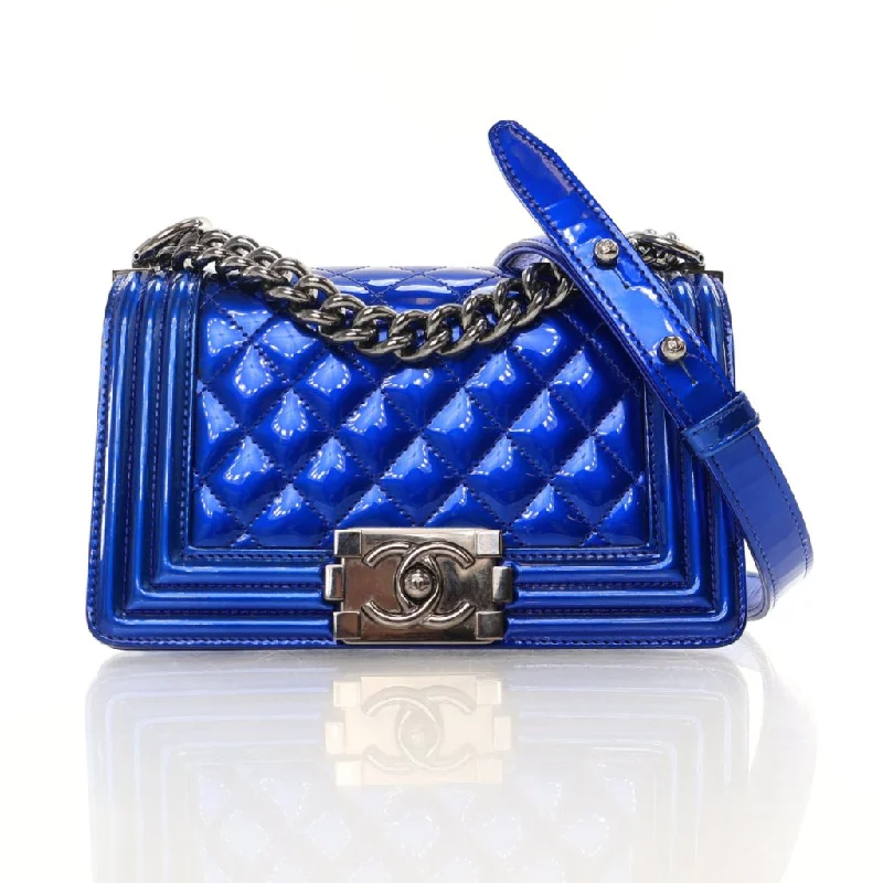 Women's Crossbody Bag with RFID - Blocking Pocket in Black for Safe TravelChanel Boy Bag Small Blue Metallic Patent Women's Crossbody Bag with RFID - Blocking Pocket in Black for Safe TravelChanel Boy Bag Small Blue Metallic Patent