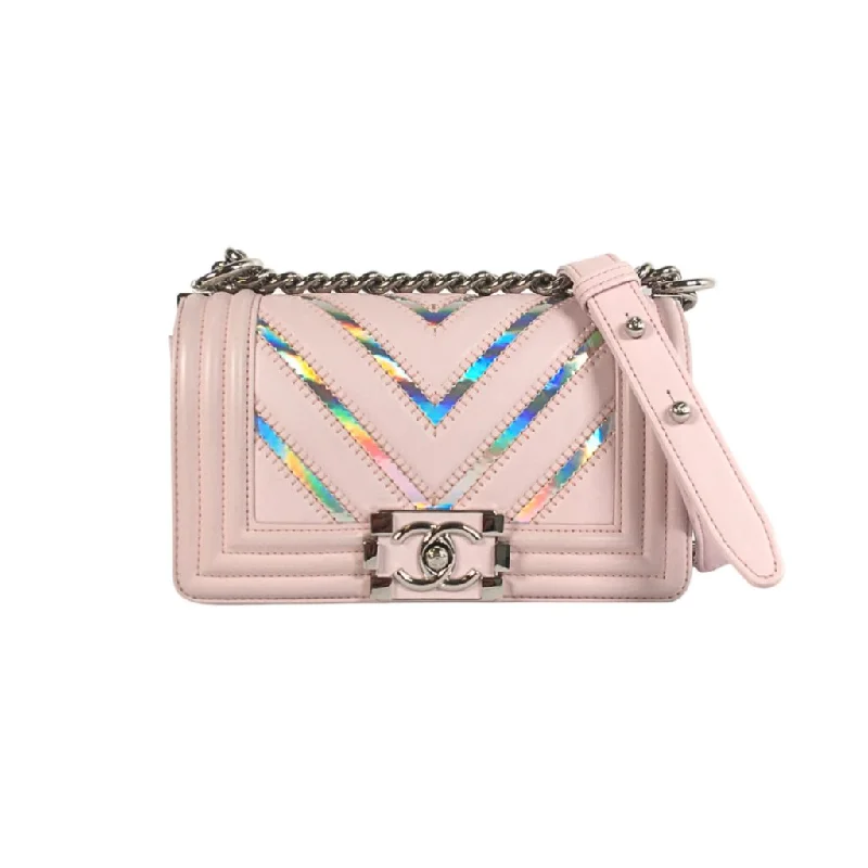Geometric - Printed PVC Crossbody Bag in Multicolor for Trendy Street StyleChanel Chevron Boy Bag Small Pink Calfskin Geometric - Printed PVC Crossbody Bag in Multicolor for Trendy Street StyleChanel Chevron Boy Bag Small Pink Calfskin
