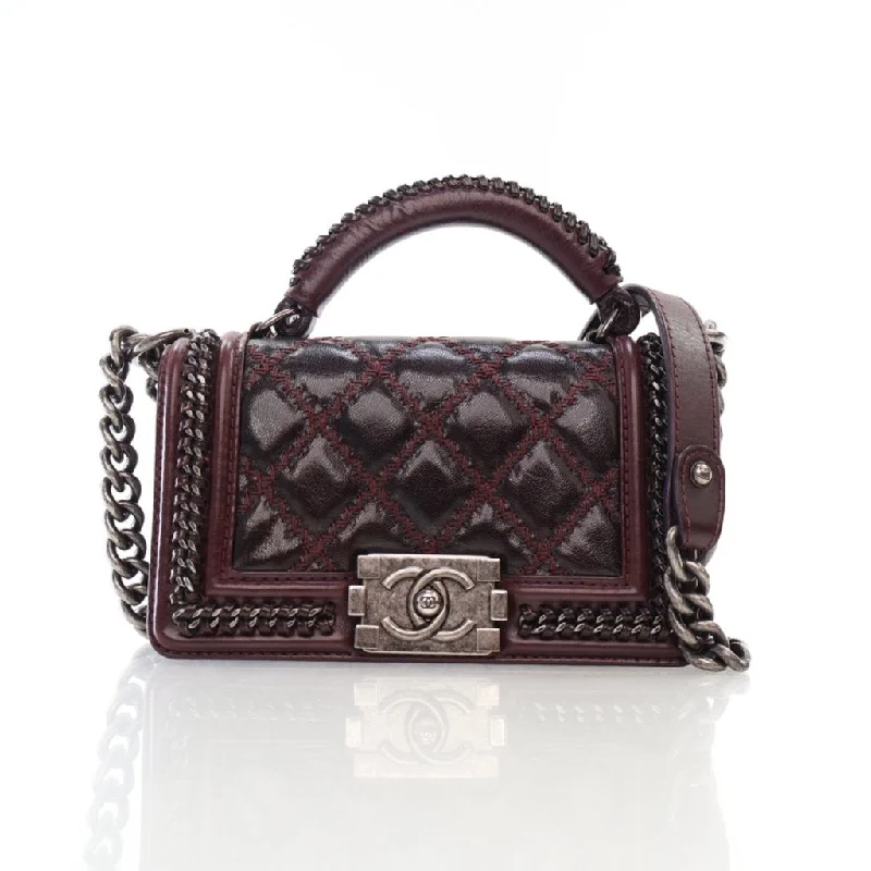Quilted Leather Crossbody Bag in Cream for a Classic and Elegant AppearanceChanel Top Handle Boy Bag Small Red Calfskin Quilted Leather Crossbody Bag in Cream for a Classic and Elegant AppearanceChanel Top Handle Boy Bag Small Red Calfskin