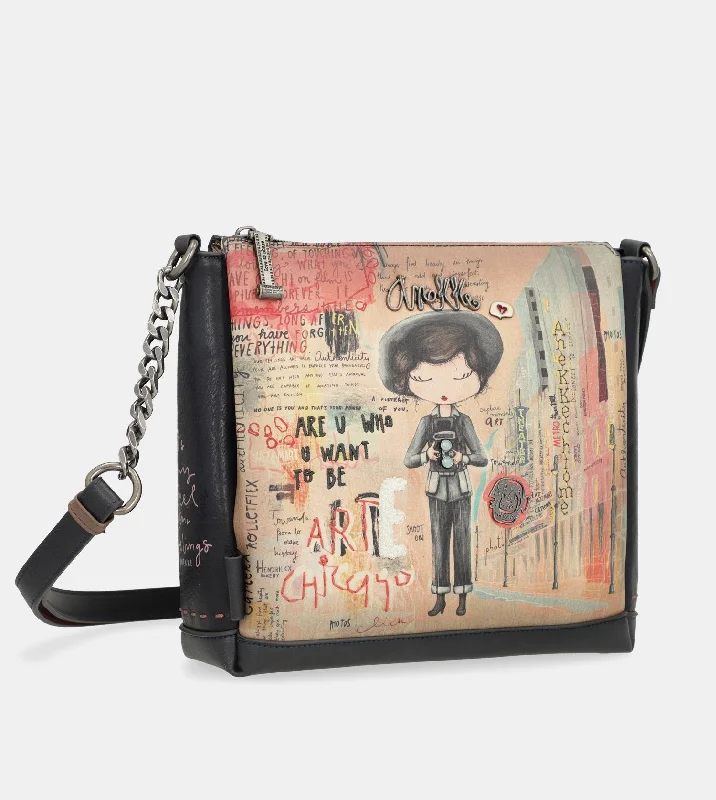 Large Faux Leather Crossbody Bag in Brown with Tassel Details for Casual TravelCity Art triple compartment crossbody bag
