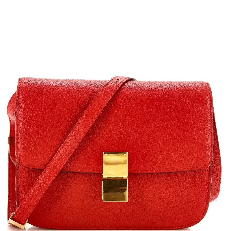 Women's Crossbody Bag with Magnetic Closure in White for Quick AccessClassic Box Bag Grainy Leather Medium Women's Crossbody Bag with Magnetic Closure in White for Quick AccessClassic Box Bag Grainy Leather Medium