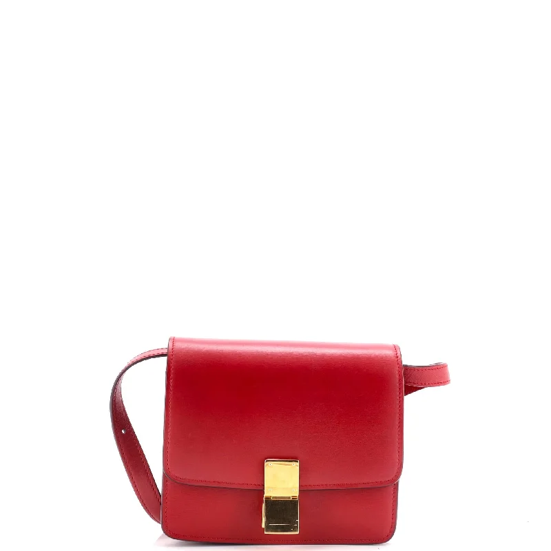Women's Crossbody Bag with Zippered Pocket on the Back in Red for SecurityClassic Box Bag Smooth Leather Small Women's Crossbody Bag with Zippered Pocket on the Back in Red for SecurityClassic Box Bag Smooth Leather Small