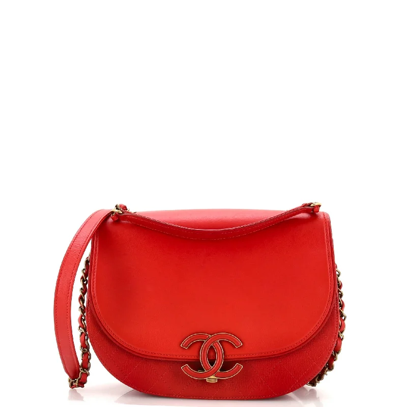 Women's Crossbody Bag with Chain Strap in Gold for a Glamorous TouchCoco Curve Flap Messenger Calfskin and Quilted Goatskin Small Women's Crossbody Bag with Chain Strap in Gold for a Glamorous TouchCoco Curve Flap Messenger Calfskin and Quilted Goatskin Small
