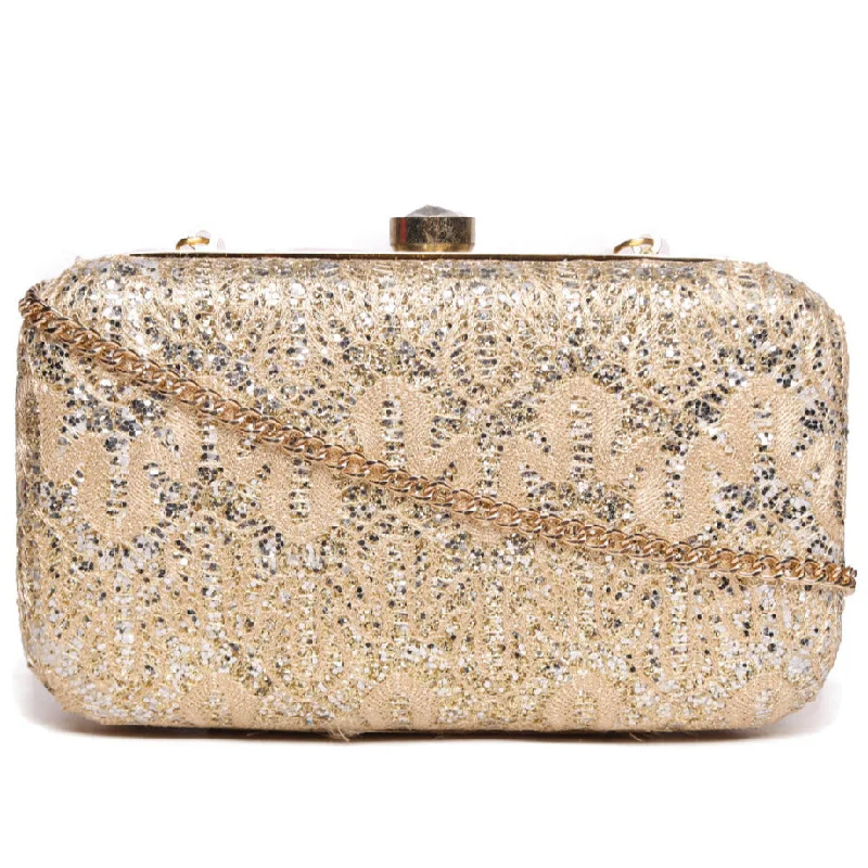 Women's Glittery Clutch in Blue for Disco - Themed EventsEmbllished Beige Jewel Box Clutch With Sling Strap Women's Glittery Clutch in Blue for Disco - Themed EventsEmbllished Beige Jewel Box Clutch With Sling Strap