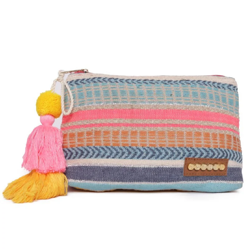 Mirrored Clutch in Silver for Futuristic - Themed GatheringsMulti Colour Striped Woven Makeup/Travel Pouch With Tassels Mirrored Clutch in Silver for Futuristic - Themed GatheringsMulti Colour Striped Woven Makeup/Travel Pouch With Tassels