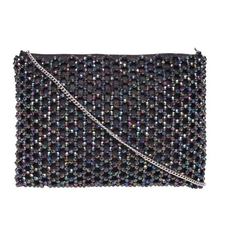 Large Sequin Clutch in Gold for Red - Carpet EventsBeades Clutch With Metal Chain Strap Large Sequin Clutch in Gold for Red - Carpet EventsBeades Clutch With Metal Chain Strap