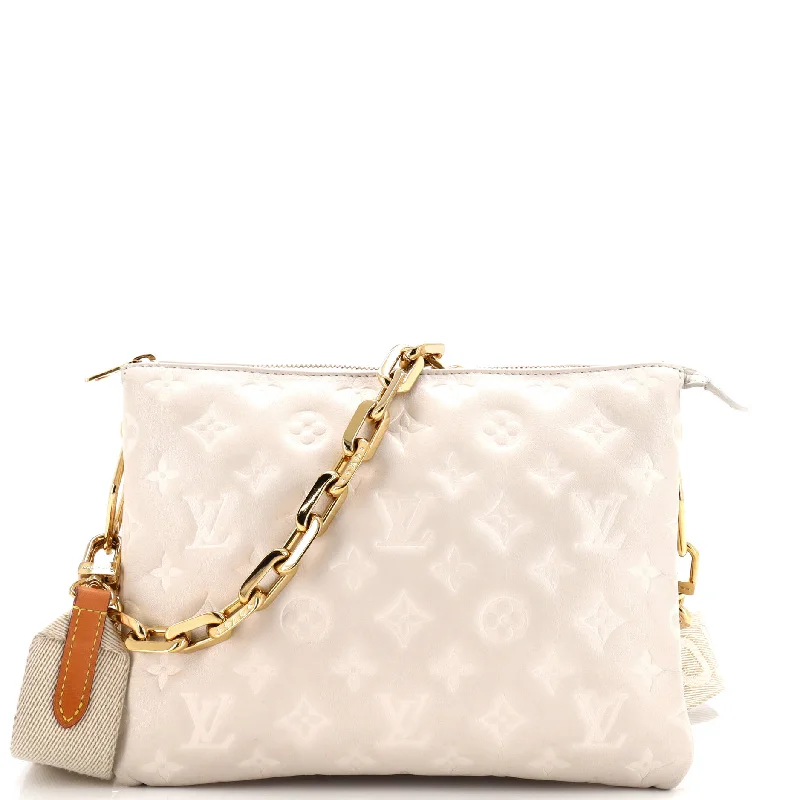 Medium - sized Canvas Crossbody Bag in Beige with Floral Print for Spring OutingsCoussin Bag Monogram Embossed Lambskin PM Medium - sized Canvas Crossbody Bag in Beige with Floral Print for Spring OutingsCoussin Bag Monogram Embossed Lambskin PM