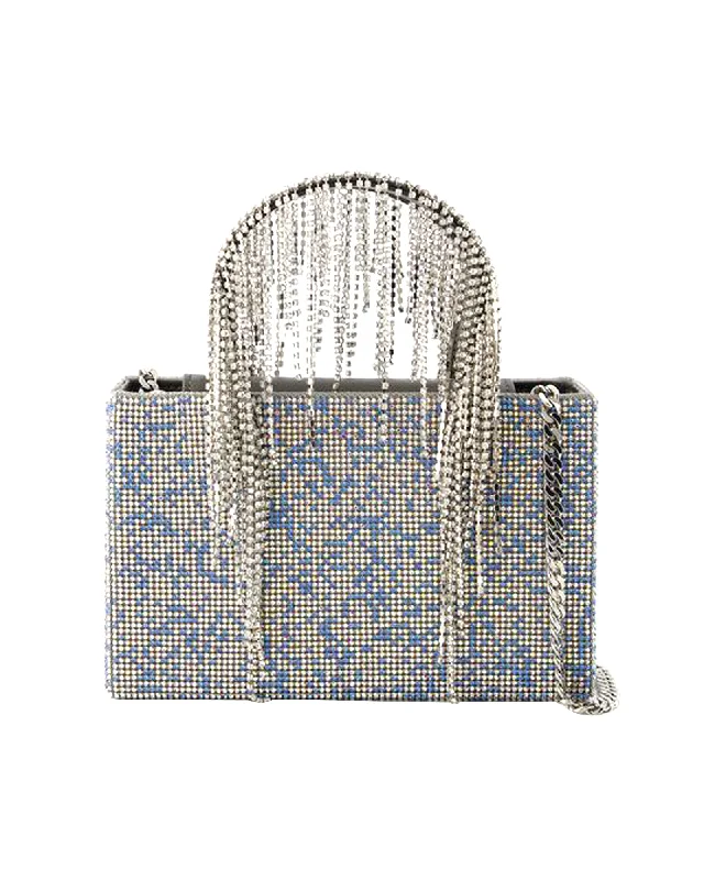 Women's Small Leather Crossbody Bag in Black with Gold Hardware for Evening PartiesCrystal Mesh Midi Handbag - Kara - Leather - Blue Pixel Women's Small Leather Crossbody Bag in Black with Gold Hardware for Evening PartiesCrystal Mesh Midi Handbag - Kara - Leather - Blue Pixel