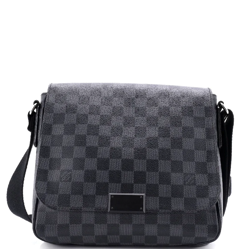 Women's Crossbody Bag with Multiple Compartments in Gray for Organized Daily UseDistrict Messenger Bag Damier Graphite PM Women's Crossbody Bag with Multiple Compartments in Gray for Organized Daily UseDistrict Messenger Bag Damier Graphite PM
