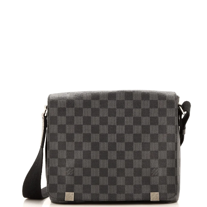 Leather - Trimmed Denim Crossbody Bag in Blue for a Vintage - Inspired LookDistrict NM Messenger Bag Damier Graphite PM Leather - Trimmed Denim Crossbody Bag in Blue for a Vintage - Inspired LookDistrict NM Messenger Bag Damier Graphite PM
