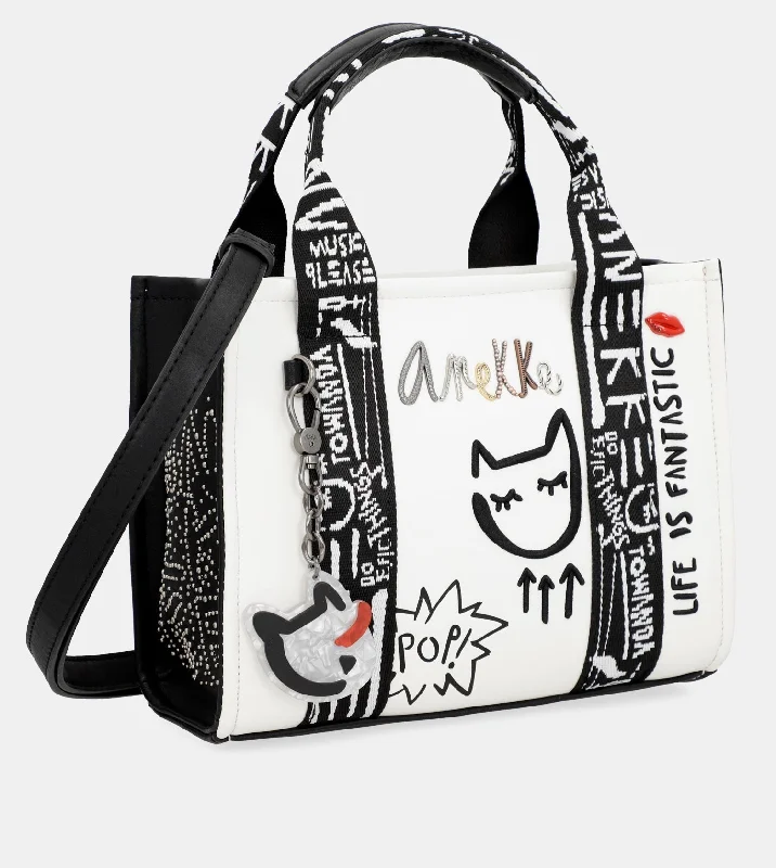 Medium - sized Canvas Crossbody Bag in Beige with Floral Print for Spring OutingsEnergy white bowling bag Anekke Medium - sized Canvas Crossbody Bag in Beige with Floral Print for Spring OutingsEnergy white bowling bag Anekke