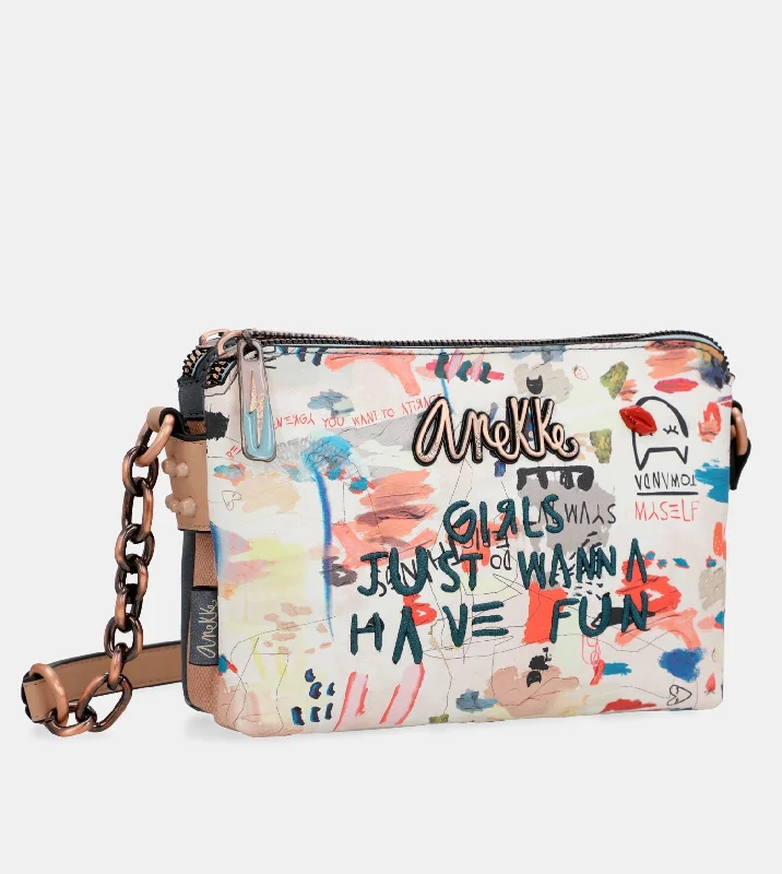 Geometric - Printed PVC Crossbody Bag in Multicolor for Trendy Street StyleFancy triple compartment shoulder bag Geometric - Printed PVC Crossbody Bag in Multicolor for Trendy Street StyleFancy triple compartment shoulder bag