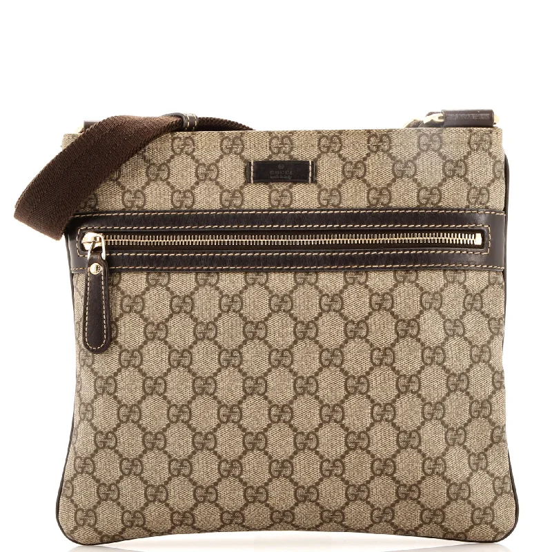 Women's Crossbody Bag with Magnetic Closure in White for Quick AccessFlat Messenger Bag GG Coated Canvas Medium Women's Crossbody Bag with Magnetic Closure in White for Quick AccessFlat Messenger Bag GG Coated Canvas Medium