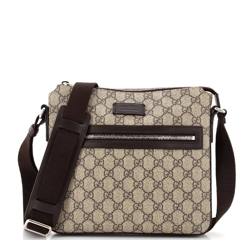Quilted Leather Crossbody Bag in Cream for a Classic and Elegant AppearanceFront Zip Messenger GG Coated Canvas Medium Quilted Leather Crossbody Bag in Cream for a Classic and Elegant AppearanceFront Zip Messenger GG Coated Canvas Medium