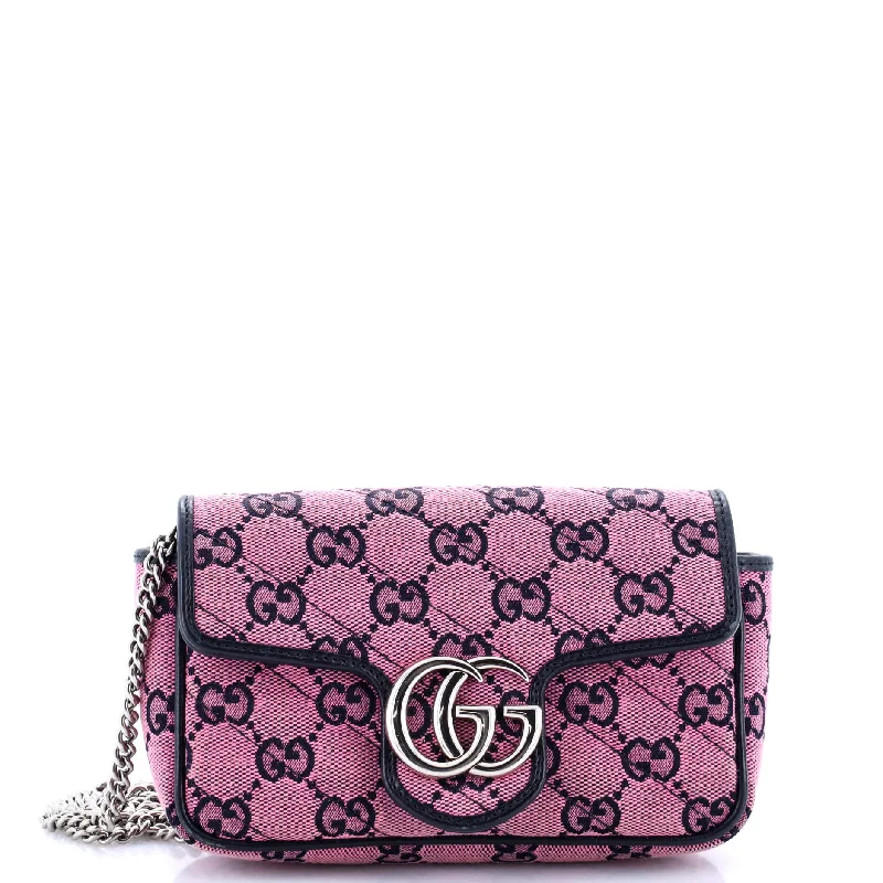 Women's Small Leather Crossbody Bag in Black with Gold Hardware for Evening PartiesGG Marmont Flap Bag Diagonal Quilted GG Canvas Super Mini