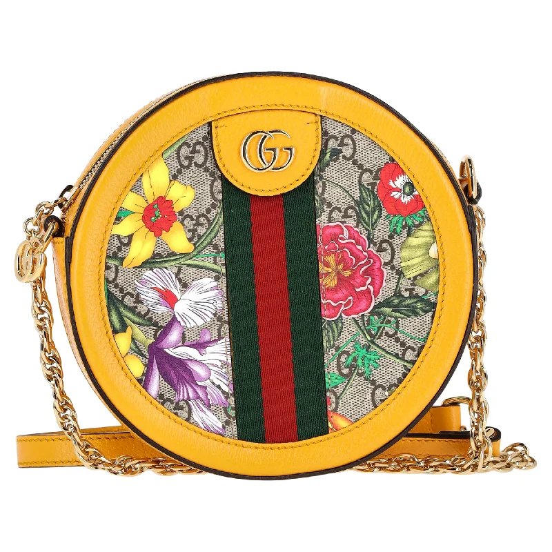 Geometric - Printed PVC Crossbody Bag in Multicolor for Trendy Street StyleGucci Ophidia Round Mini Crossbody Bag in Yellow Leather and Floral Print Canvas Geometric - Printed PVC Crossbody Bag in Multicolor for Trendy Street StyleGucci Ophidia Round Mini Crossbody Bag in Yellow Leather and Floral Print Canvas