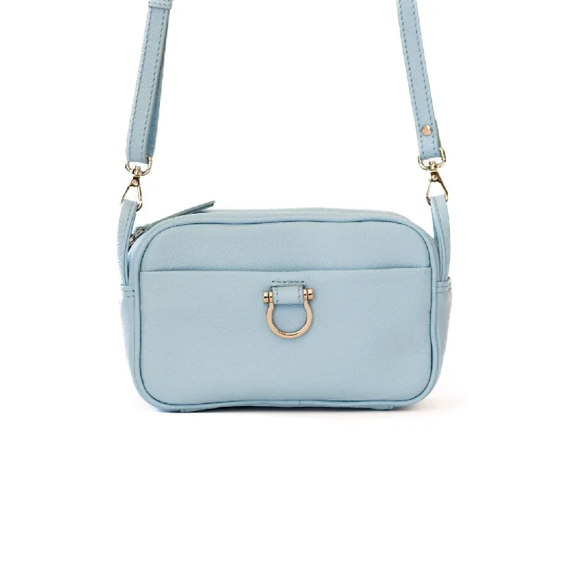 Silver Sky Blue Oil Leather