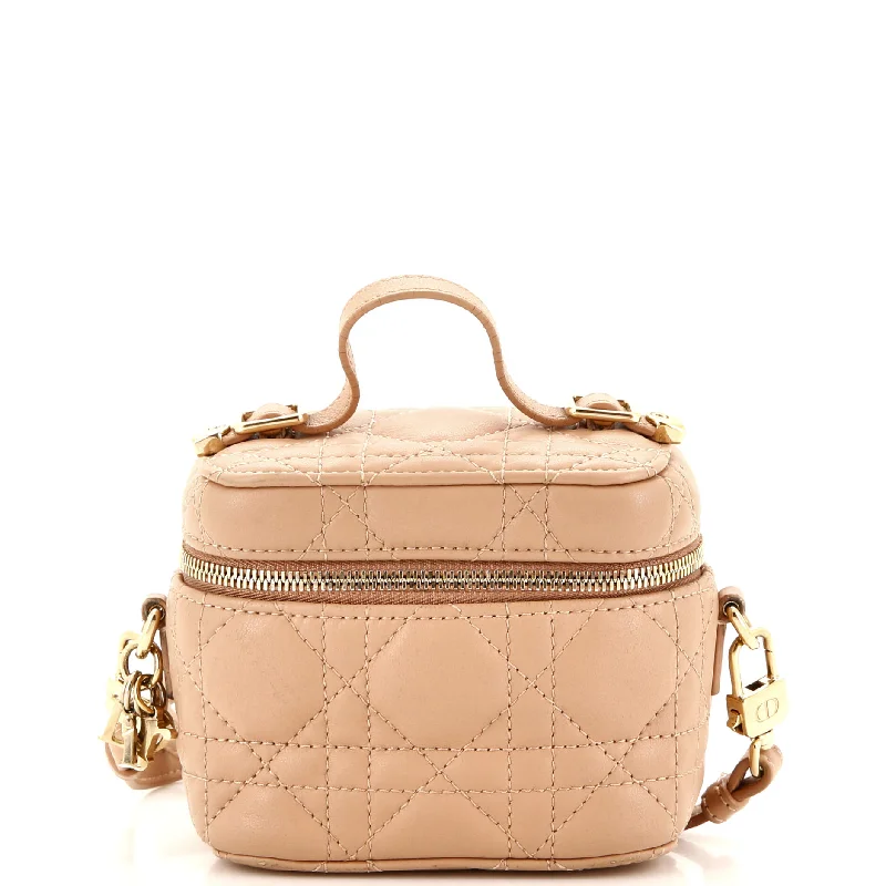 Women's Small Leather Crossbody Bag in Black with Gold Hardware for Evening PartiesLady Dior Vanity Case Cannage Quilt Lambskin Micro Women's Small Leather Crossbody Bag in Black with Gold Hardware for Evening PartiesLady Dior Vanity Case Cannage Quilt Lambskin Micro